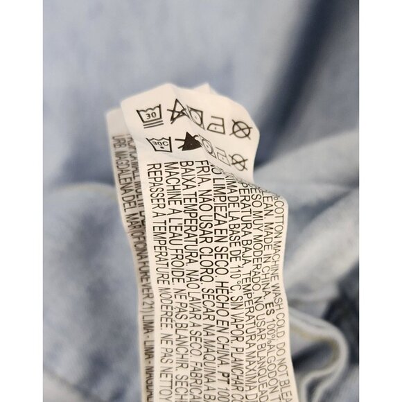 Forever 21 Dress Womens Medium Blue Light Denim Button Up Trumpet Sleeve Mini - Picture 13 of 13